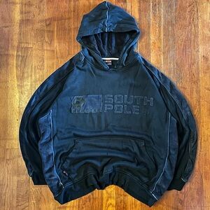 Vintage Y2K South Pole Streetwear Skater Embroidered Gray Hoodie Sweatshirt XL